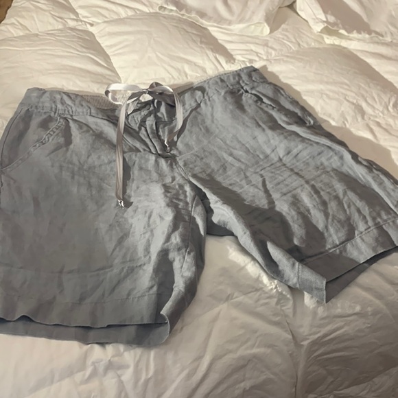 100% Linen 8.5” shorts Willi Smith gray 17” waist drawstring - Picture 1 of 6